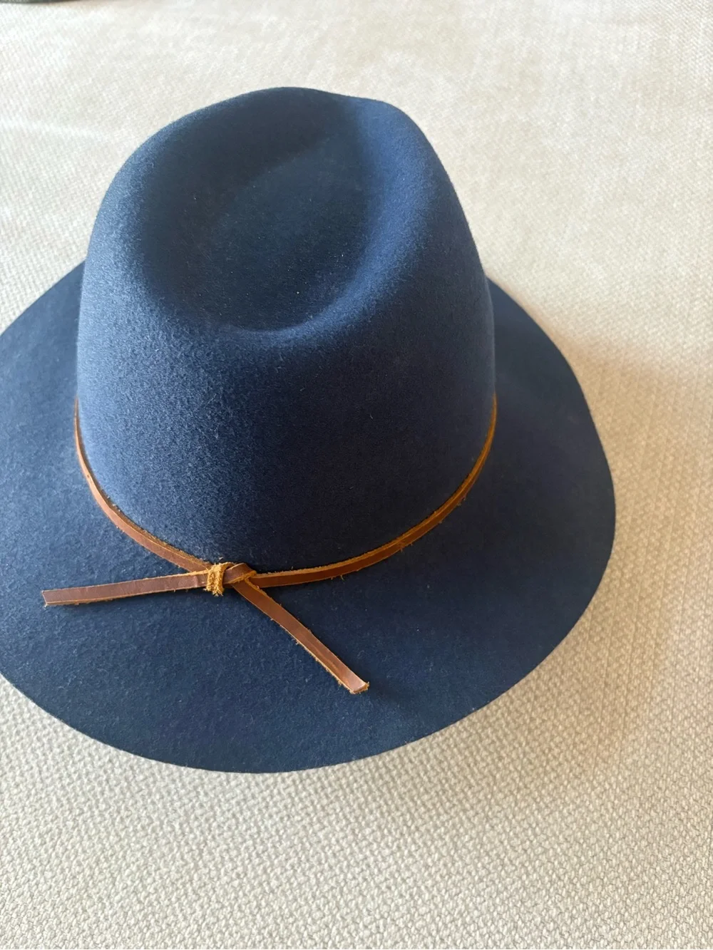 Brixton Blue Wool Fedora with Brown Band